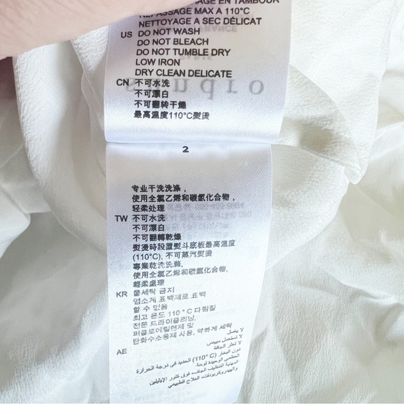 Sandro Paris Cleo Tie Lace Up Silk Blouse Ecru Off-White 2 EU 38 NWOT - Picture 11 of 15